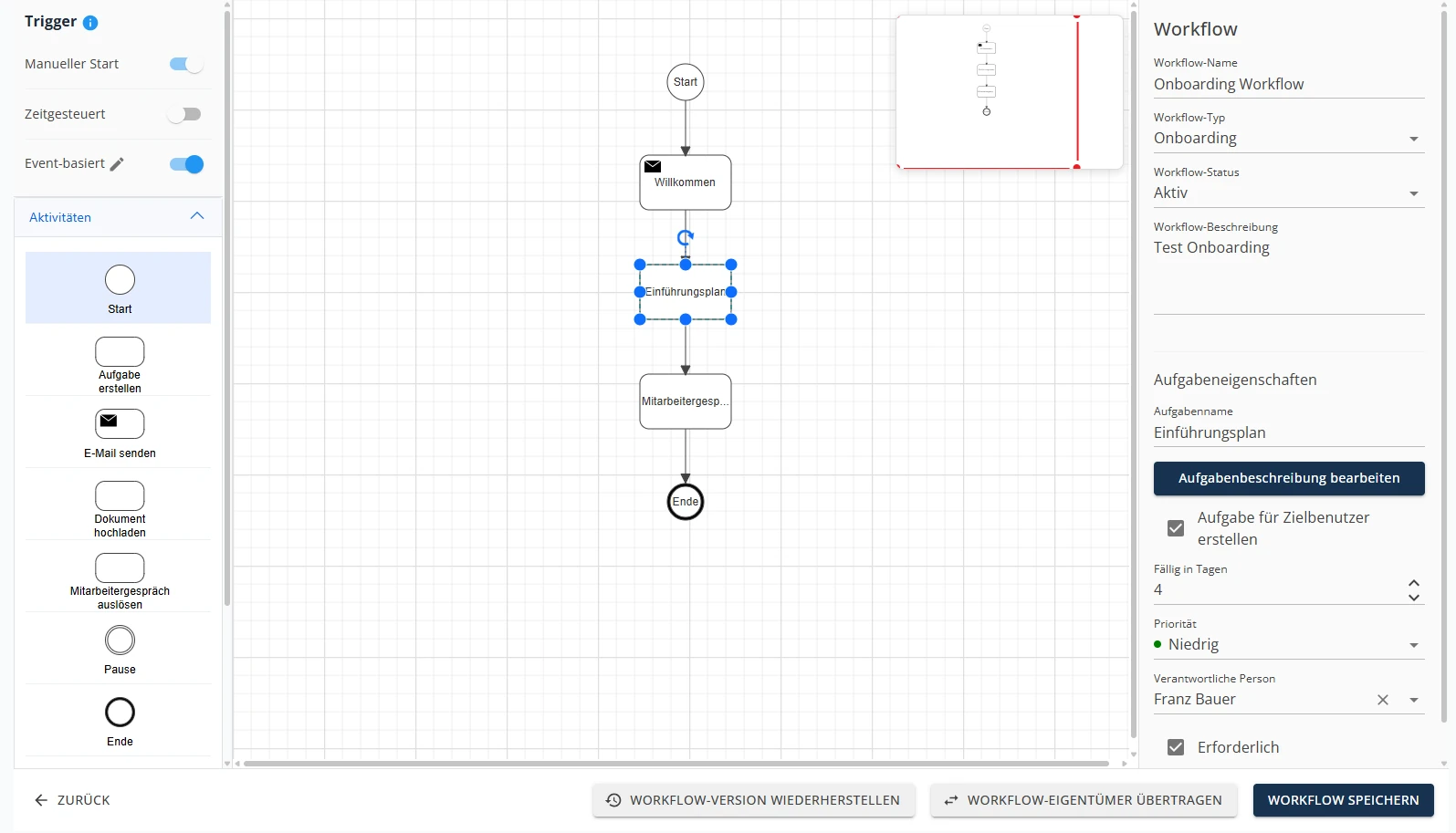 benobix Produktansicht zum Onboarding und Offboarding